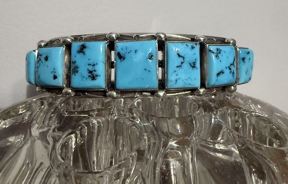 Harrison Jim Navajo Native American Turquoise And Sterling Silver Cuff Bracelet